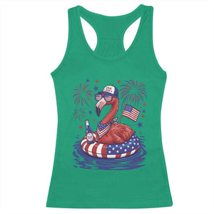 Flamingo 4Th Of July Patriotic USA American Flag Racerback Tank Top