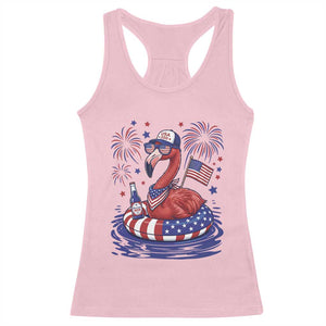 Flamingo 4Th Of July Patriotic USA American Flag Racerback Tank Top