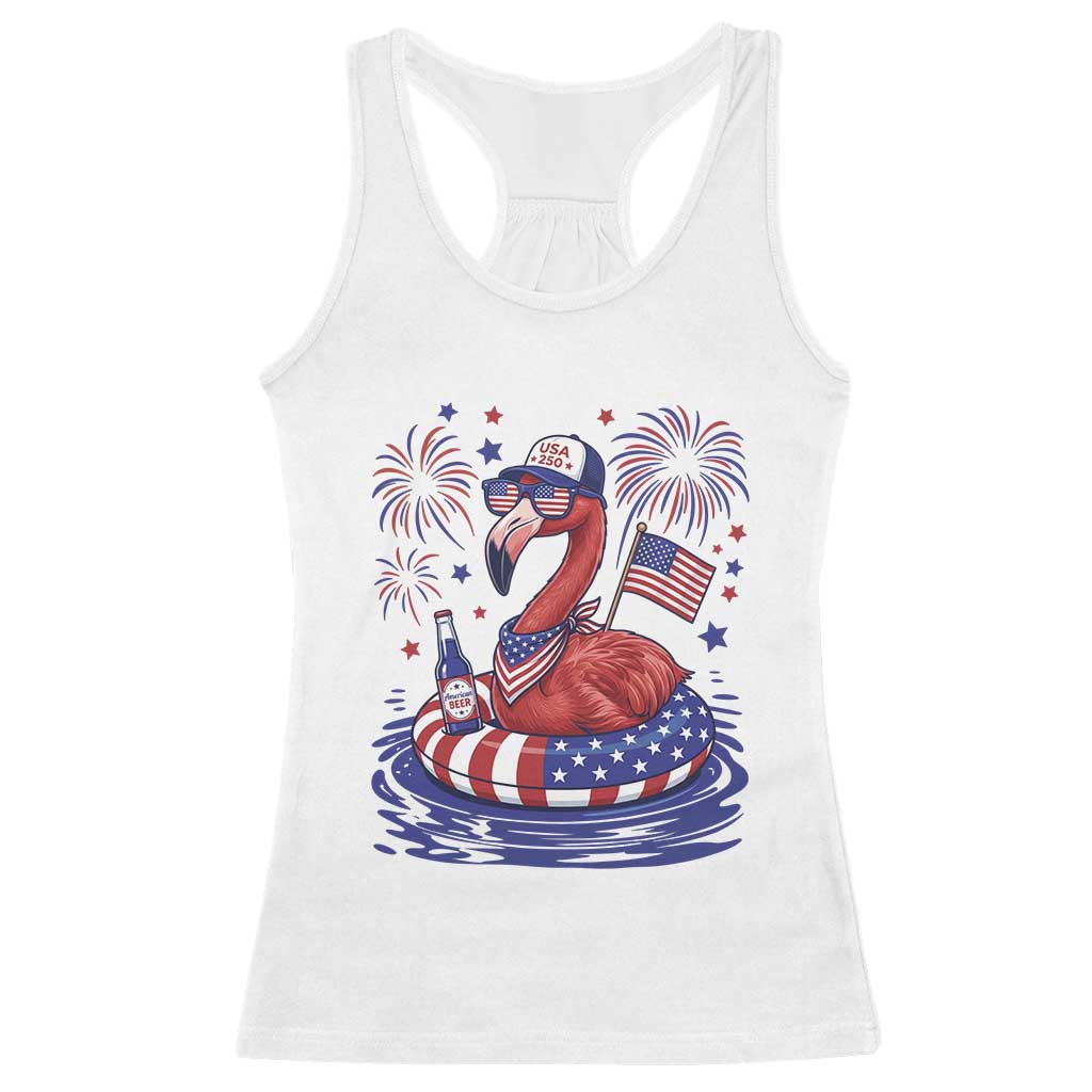 Flamingo 4Th Of July Patriotic USA American Flag Racerback Tank Top TS14 White Print Your Wear