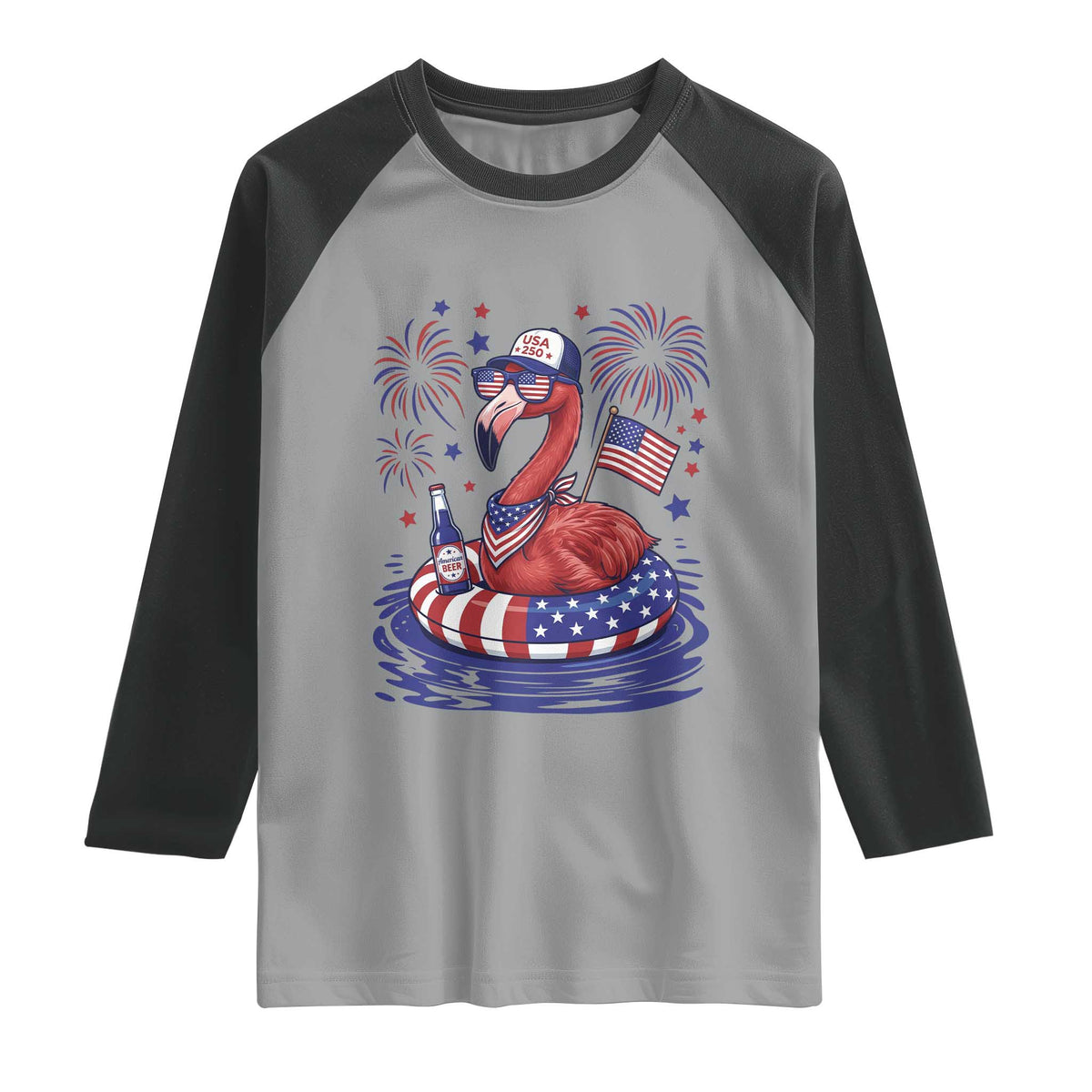 Flamingo 4Th Of July Patriotic USA American Flag Raglan Shirt