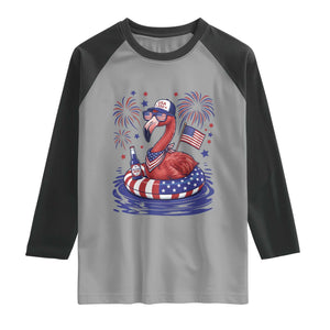 Flamingo 4Th Of July Patriotic USA American Flag Raglan Shirt