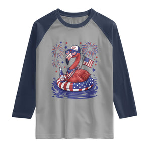 Flamingo 4Th Of July Patriotic USA American Flag Raglan Shirt