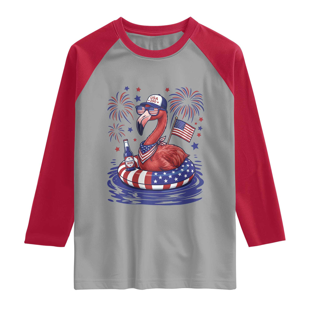 Flamingo 4Th Of July Patriotic USA American Flag Raglan Shirt