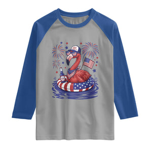 Flamingo 4Th Of July Patriotic USA American Flag Raglan Shirt
