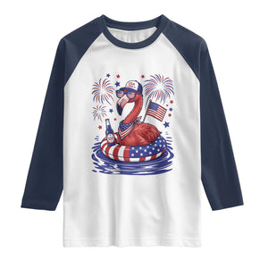 Flamingo 4Th Of July Patriotic USA American Flag Raglan Shirt