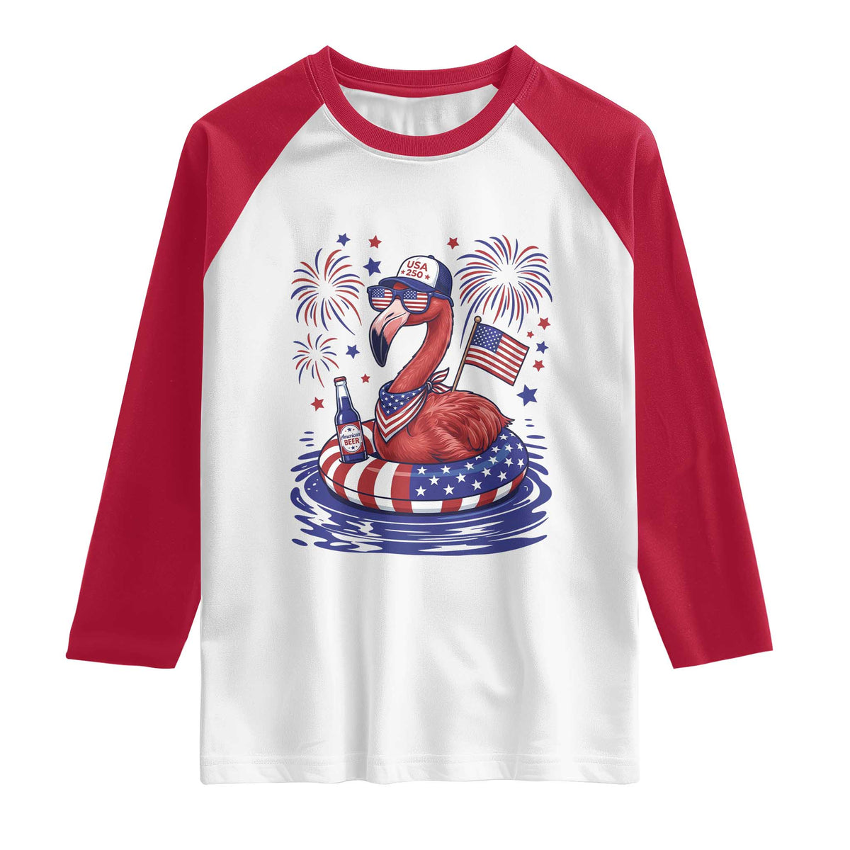 Flamingo 4Th Of July Patriotic USA American Flag Raglan Shirt