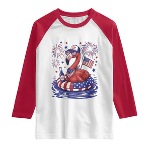 Flamingo 4Th Of July Patriotic USA American Flag Raglan Shirt