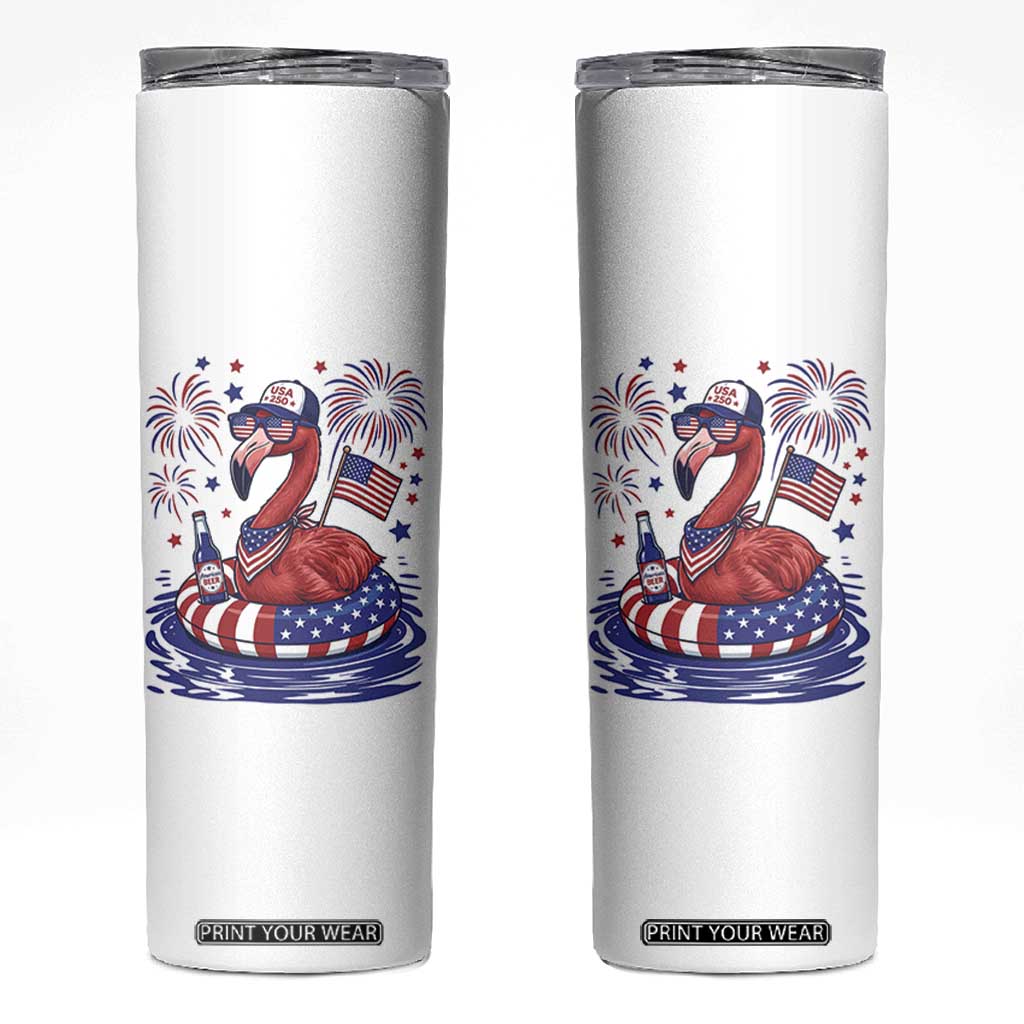 Flamingo 4Th Of July Patriotic USA American Flag Skinny Tumbler