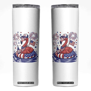 Flamingo 4Th Of July Patriotic USA American Flag Skinny Tumbler