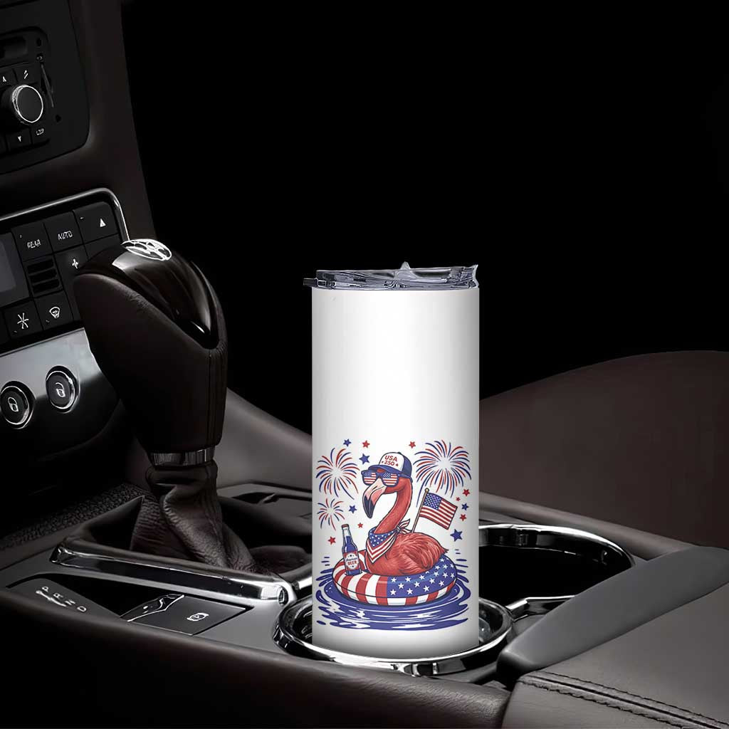 Flamingo 4Th Of July Patriotic USA American Flag Skinny Tumbler