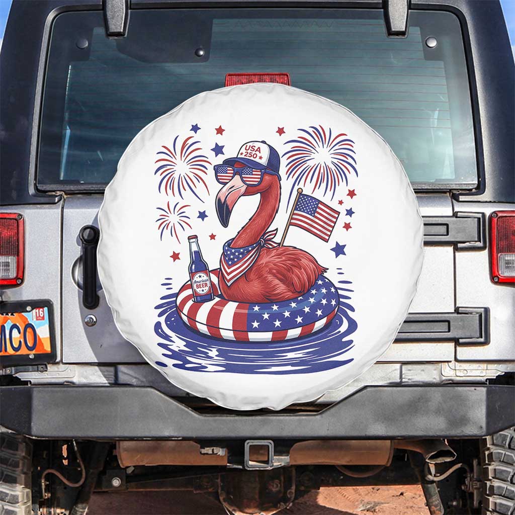 Flamingo 4Th Of July Patriotic USA American Flag Spare Tire Cover TS14 No hole White Print Your Wear