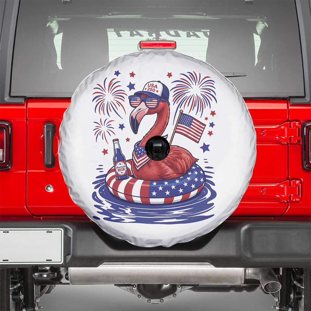 Flamingo 4Th Of July Patriotic USA American Flag Spare Tire Cover TS14 White Print Your Wear