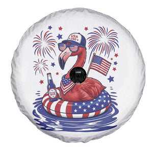 Flamingo 4Th Of July Patriotic USA American Flag Spare Tire Cover TS14 Print Your Wear