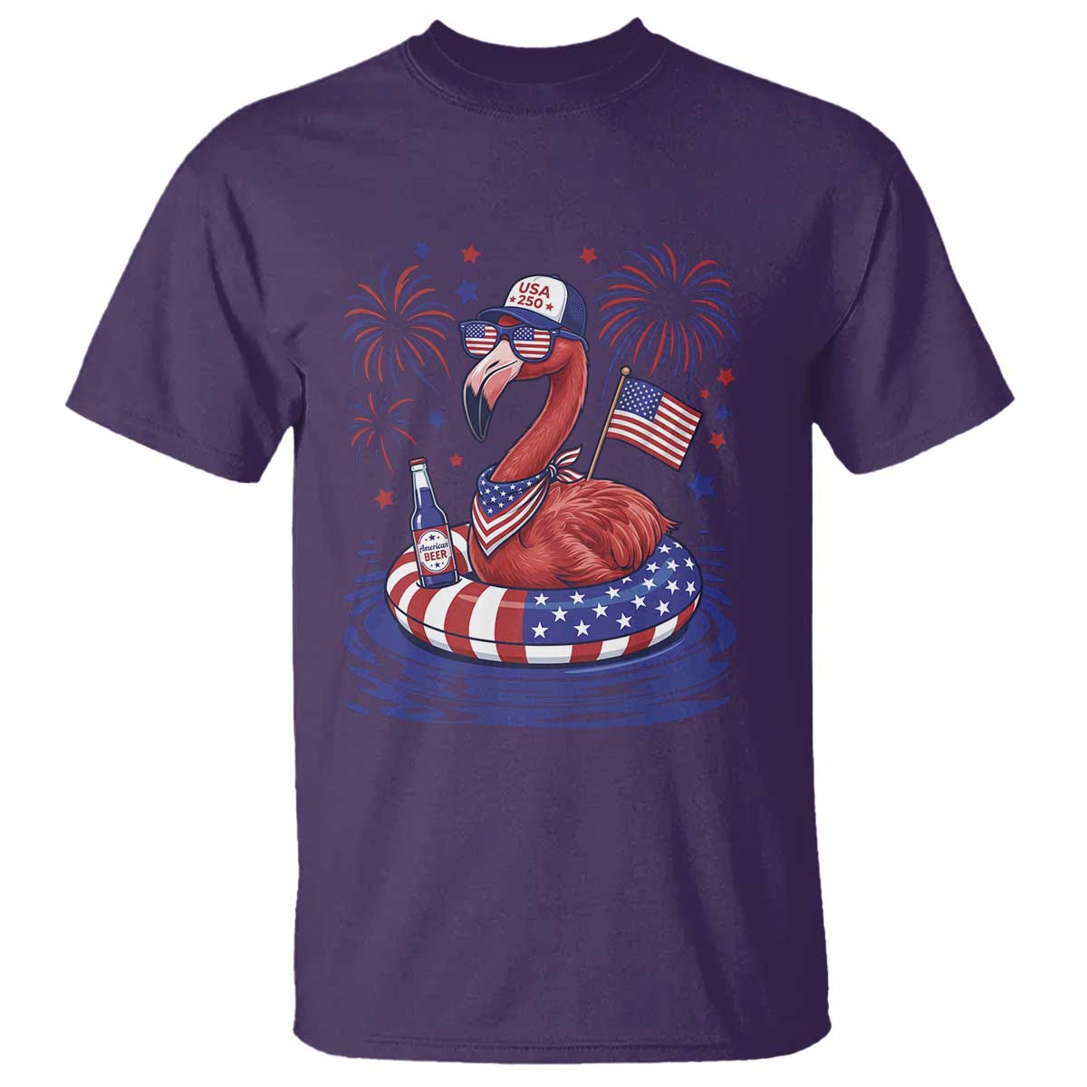 Flamingo 4Th Of July Patriotic USA American Flag T Shirt