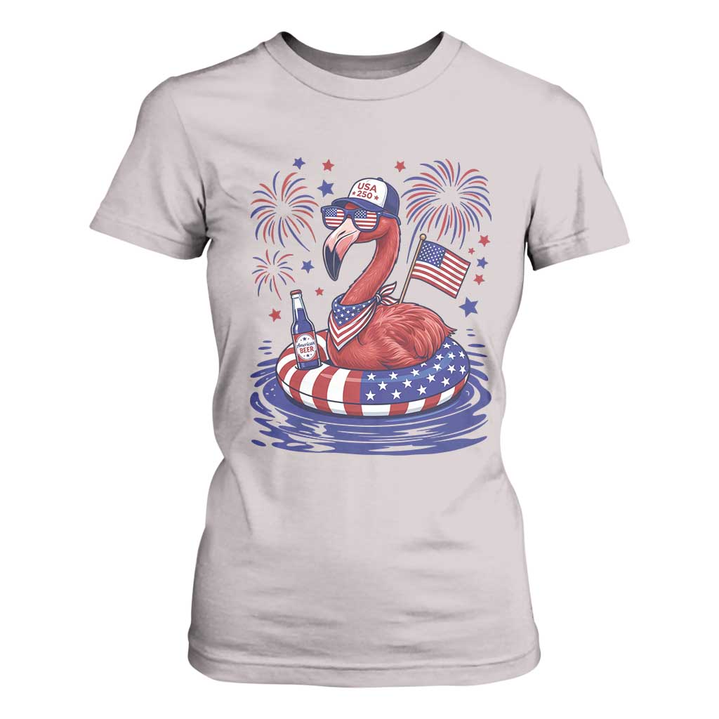 Flamingo 4Th Of July Patriotic USA American Flag T Shirt For Women
