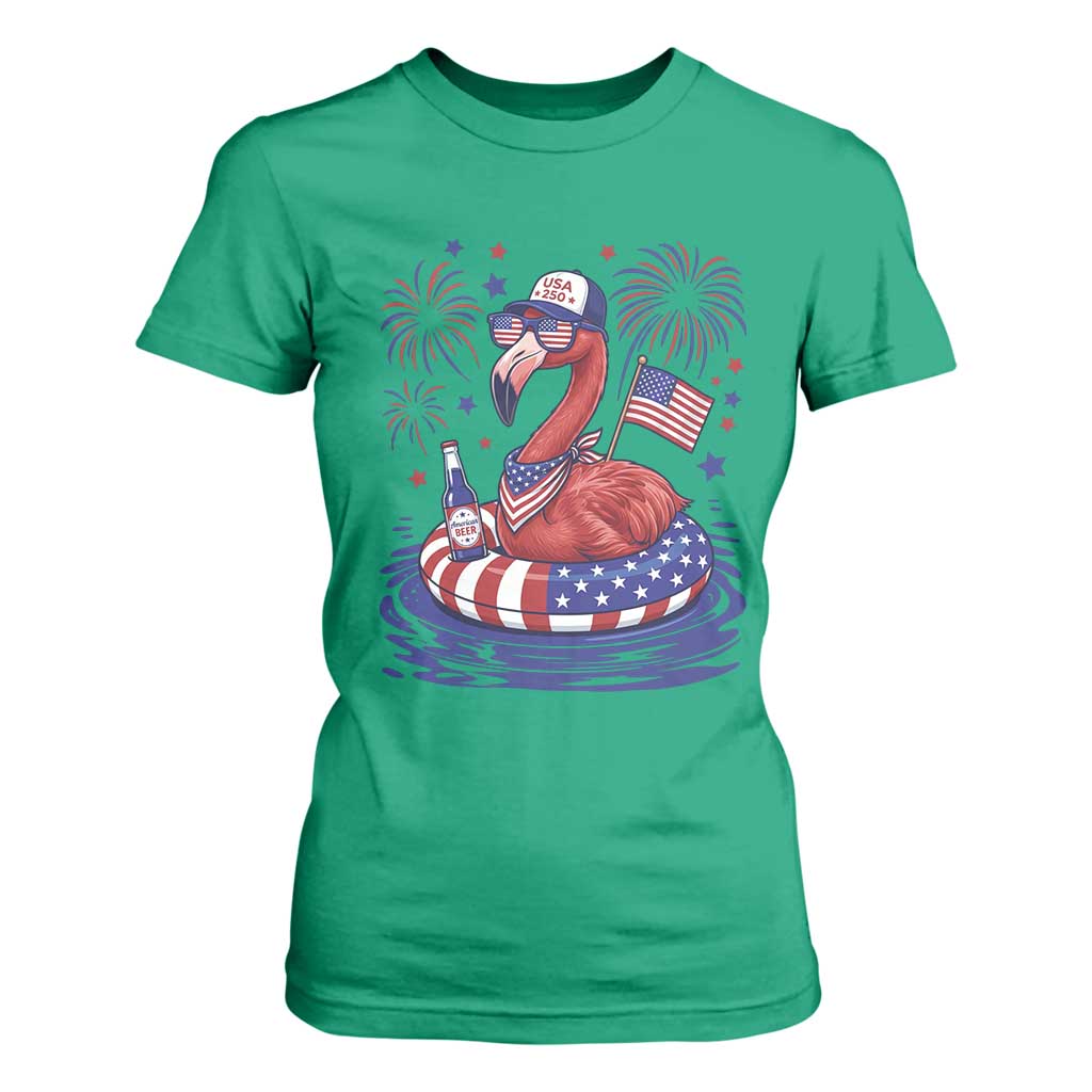 Flamingo 4Th Of July Patriotic USA American Flag T Shirt For Women