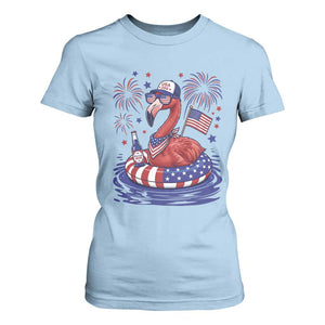 Flamingo 4Th Of July Patriotic USA American Flag T Shirt For Women