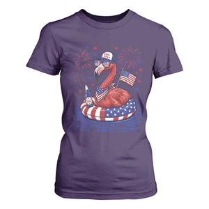 Flamingo 4Th Of July Patriotic USA American Flag T Shirt For Women