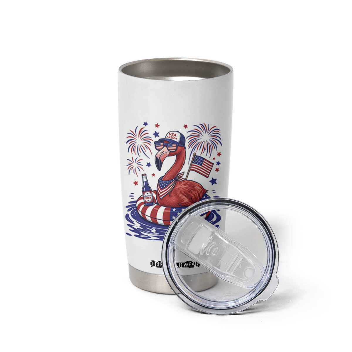 Flamingo 4Th Of July Patriotic USA American Flag Tumbler Cup