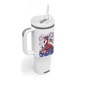 Flamingo 4Th Of July Patriotic USA American Flag Tumbler With Handle