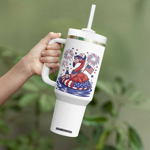 Flamingo 4Th Of July Patriotic USA American Flag Tumbler With Handle
