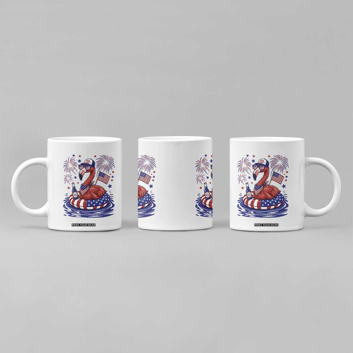 Flamingo 4Th Of July Patriotic USA American Flag Coffee Mug