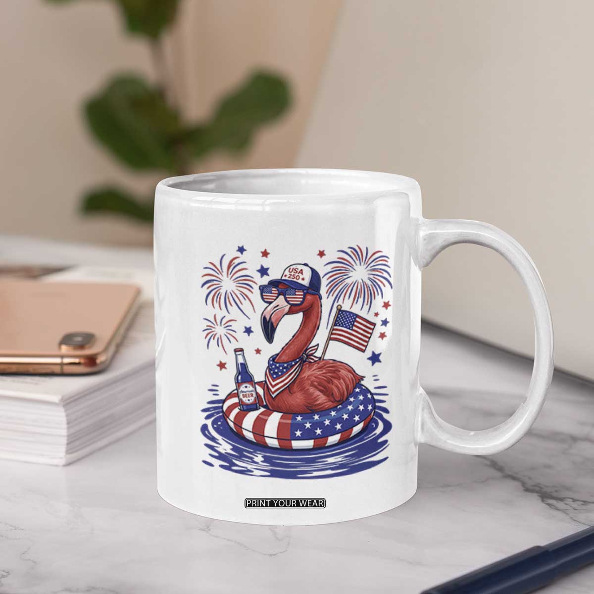 Flamingo 4Th Of July Patriotic USA American Flag Coffee Mug