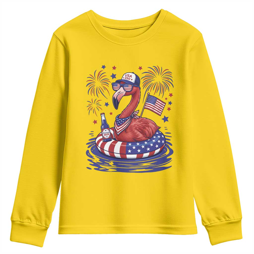 Flamingo 4Th Of July Patriotic USA American Flag Youth Sweatshirt