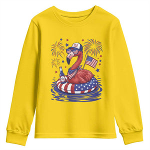 Flamingo 4Th Of July Patriotic USA American Flag Youth Sweatshirt