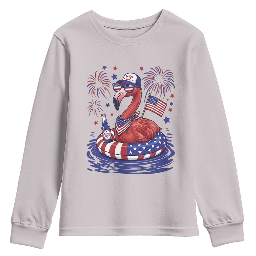 Flamingo 4Th Of July Patriotic USA American Flag Youth Sweatshirt