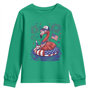Flamingo 4Th Of July Patriotic USA American Flag Youth Sweatshirt