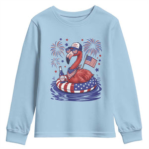 Flamingo 4Th Of July Patriotic USA American Flag Youth Sweatshirt
