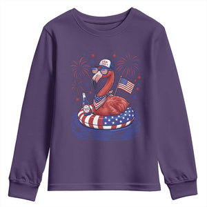 Flamingo 4Th Of July Patriotic USA American Flag Youth Sweatshirt