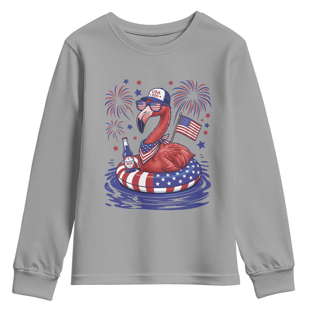 Flamingo 4Th Of July Patriotic USA American Flag Youth Sweatshirt