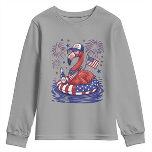 Flamingo 4Th Of July Patriotic USA American Flag Youth Sweatshirt