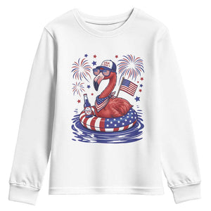 Flamingo 4Th Of July Patriotic USA American Flag Youth Sweatshirt