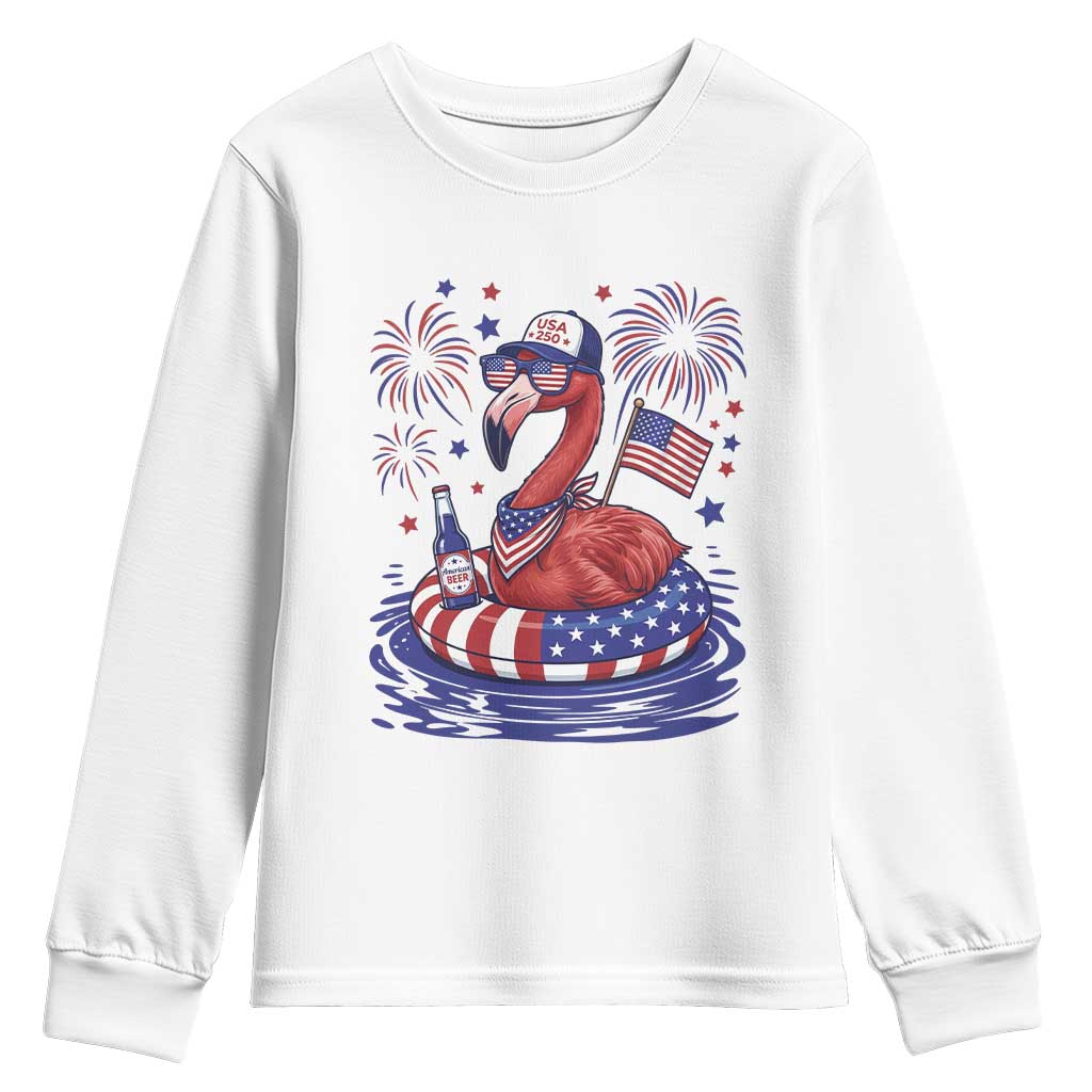 Flamingo 4Th Of July Patriotic USA American Flag Youth Sweatshirt TS14 White Print Your Wear