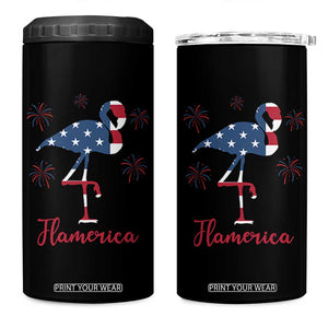 Flamingo 4Th Of July Patriotic USA Independence Flamerica 4 in 1 Can Cooler Tumbler