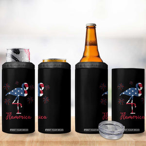 Flamingo 4Th Of July Patriotic USA Independence Flamerica 4 in 1 Can Cooler Tumbler