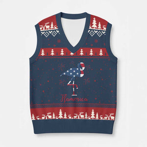 Flamingo 4Th Of July Patriotic USA Independence Flamerica V-Neck Knit Sweater Vest