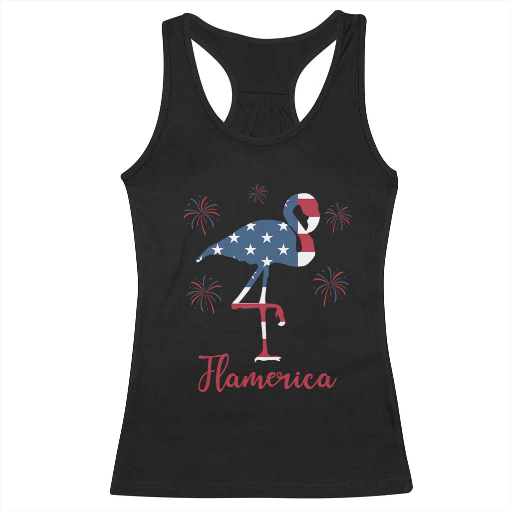 Flamingo 4Th Of July Patriotic USA Independence Flamerica Racerback Tank Top