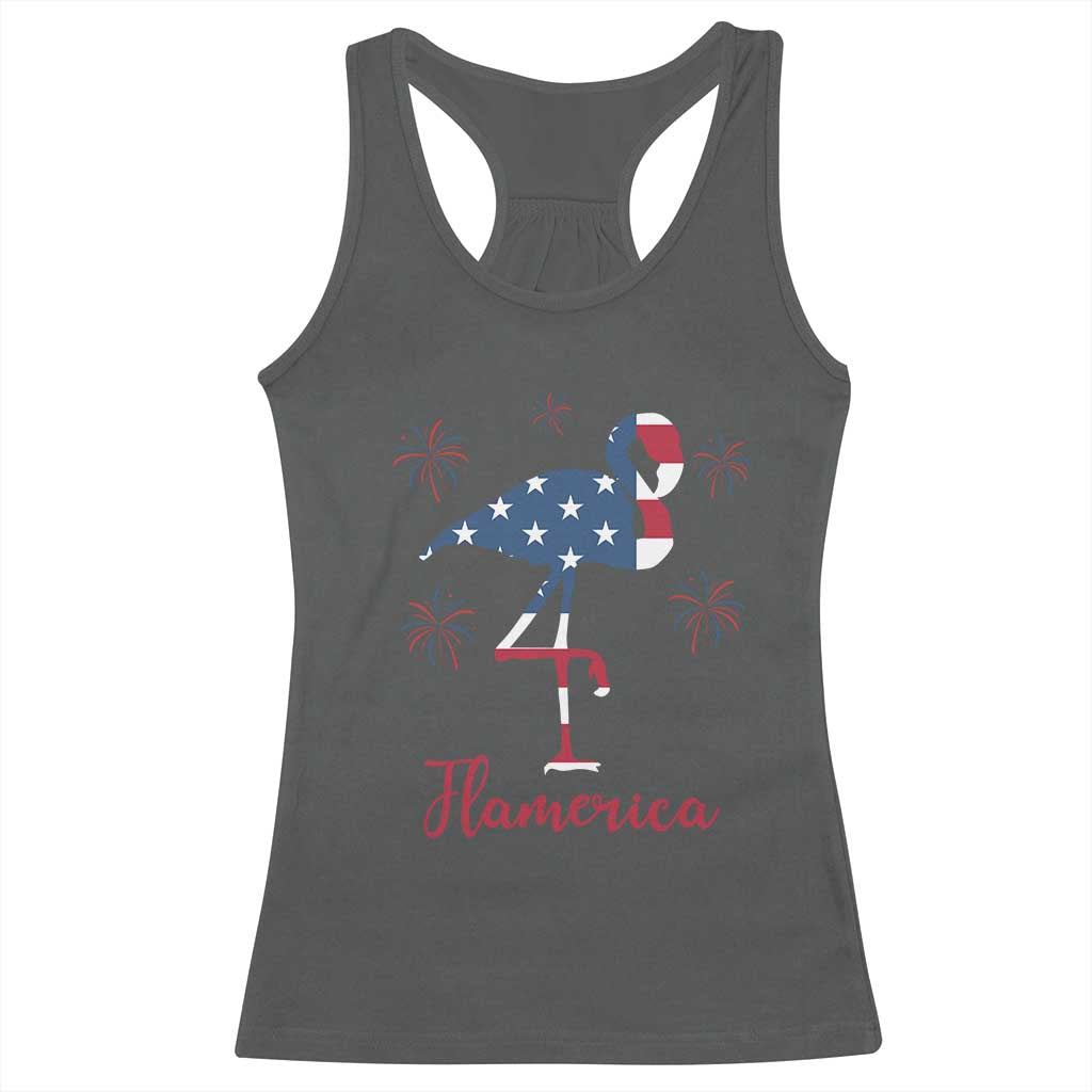 Flamingo 4Th Of July Patriotic USA Independence Flamerica Racerback Tank Top