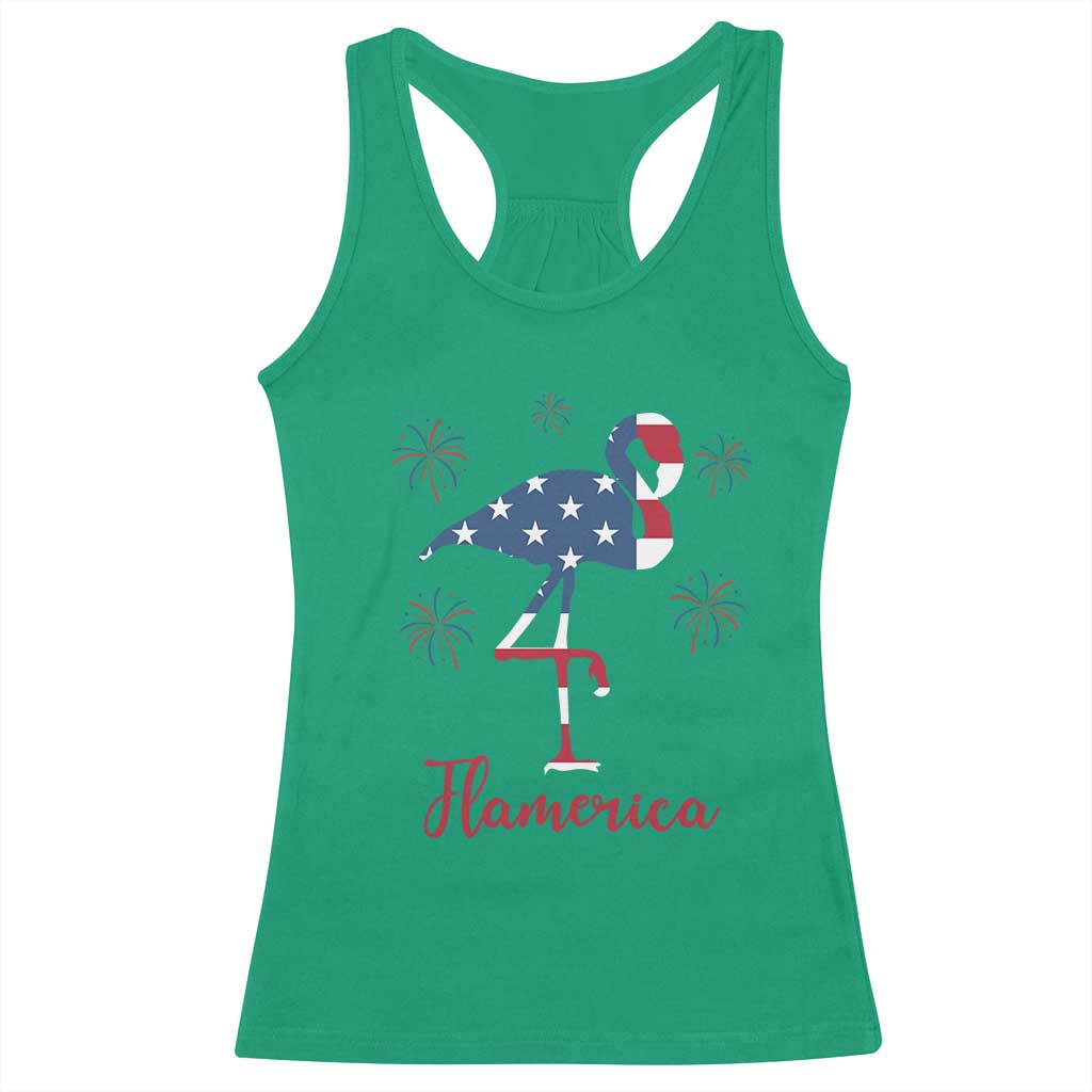 Flamingo 4Th Of July Patriotic USA Independence Flamerica Racerback Tank Top