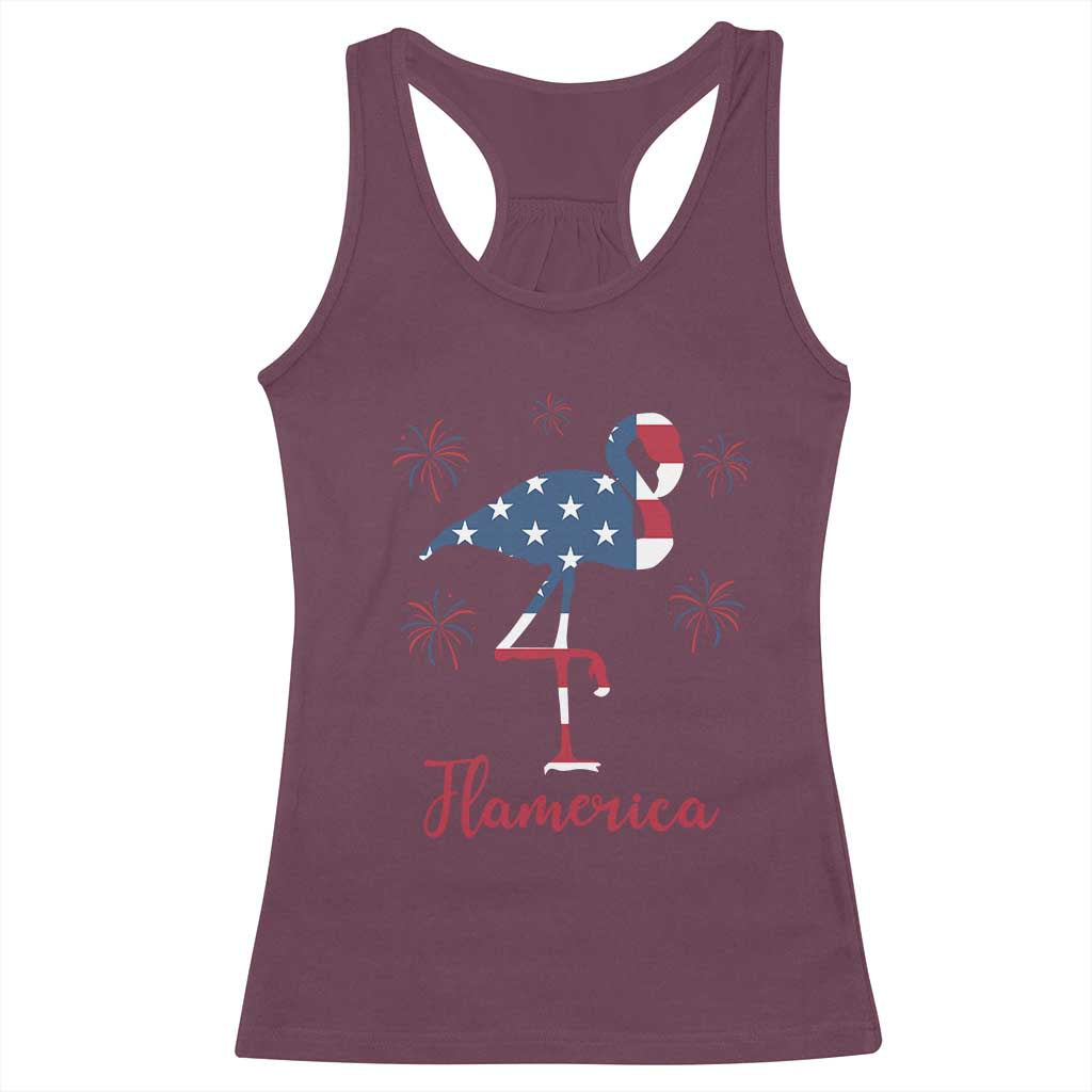 Flamingo 4Th Of July Patriotic USA Independence Flamerica Racerback Tank Top