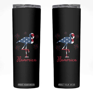 Flamingo 4Th Of July Patriotic USA Independence Flamerica Skinny Tumbler TS14 Black Print Your Wear