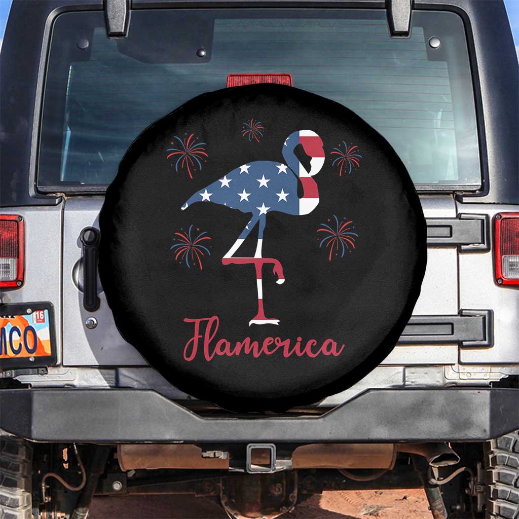 Flamingo 4Th Of July Patriotic USA Independence Flamerica Spare Tire Cover