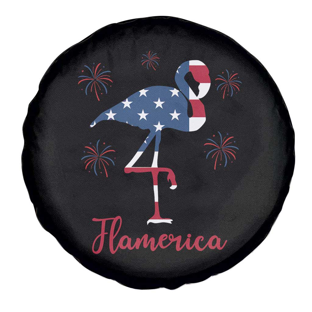 Flamingo 4Th Of July Patriotic USA Independence Flamerica Spare Tire Cover