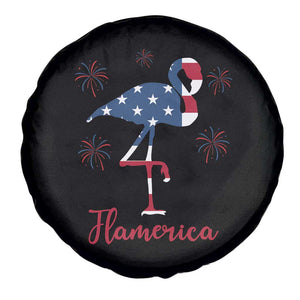 Flamingo 4Th Of July Patriotic USA Independence Flamerica Spare Tire Cover