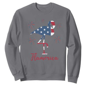 Flamingo 4Th Of July Patriotic USA Independence Flamerica Sweatshirt TS14 Charcoal Print Your Wear