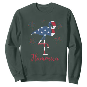 Flamingo 4Th Of July Patriotic USA Independence Flamerica Sweatshirt TS14 Dark Forest Green Print Your Wear